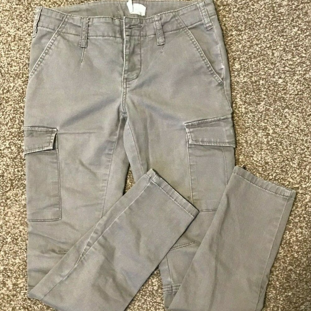 Free People Cargo Ankle Zip Cotton Blend Skinny Straight Pants